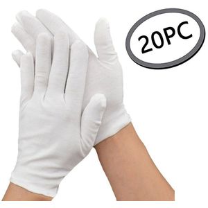 20 Pc Beschermende Thuis Voedsel Voor Veiligheid Transparante Medium Dikke Witte Katoen Zweet-Proof Ademend Elastische Witte Handschoenen