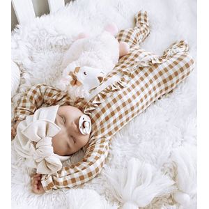 Pasgeboren Baby Meisje Kleding Plaid Gedrukt Ruffle Lange Mouwen Leuke Footed Pyjama Romper Jumpsuit Een Stuk Outfit Kleding