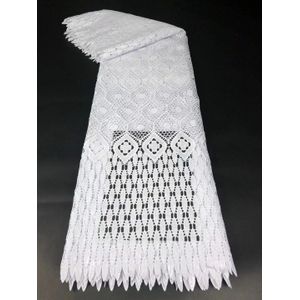 Pure White Nigeria Kant Stof Kant Guipure Koord Kant Stof Sequin Lace Stof 5 Yards Bruiloft
