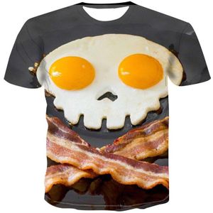 Mannen Tops Gebakken Eieren En Spek Afdrukken T-shirt Korte Mouwen 3D Voedsel Creatieve T-shirt Zomer Casual sport Tees Shirt