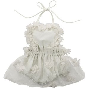 Pasgeboren Baby Meisje Tule Romper Jurk Mouwloze Kant Bloemen Jumpsuit Outfits Zomer Kleding