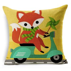 Rood Schoonheid Op Het Hout Leuke Fox Groene Animal Art Schilderij Warm Kussen Oorlog Cover Massager Decoratieve Kussens Home Decor