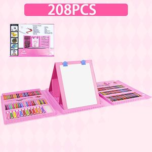 208 STUKS Art Tekening Sets Aquarel Borstel Pen Krijt Olie Pastel Schilderen Gereedschap Tekentafels Speelgoed Voor Meisjes Jongens