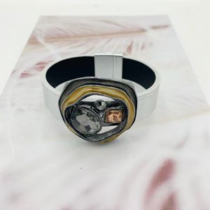 Magneet Sluiting Armband Sieraden Multi Kleur Crystal Ronde Stijl Lederen Armband Voor Vrouwen Unieke Creatieve Gaven