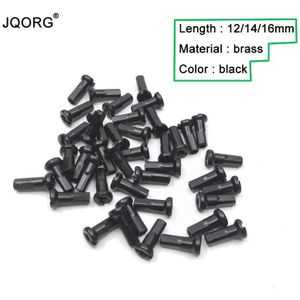 JQORG 100 Stuks Veel Spaaknippels Zwarte Kleur 12/14/16mm Lengte Messing Materiaal Fiets Spaken tepels Voor Mtb Wiel Onderdelen