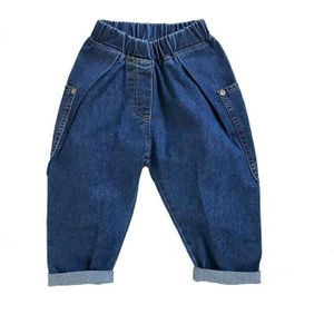 Kids Jeans Voor Jongens En Meisjes Zomer Peuter Kleding Losse Denim Blauw Grote Zakken Mode Jeans Broek 2-7Yrs Kids outfits