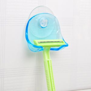 1 stuk/partij Plastic Super Zuignap Scheermes Rack Helder Blauw Badkamer Scheermes Houder Zuignap Scheerapparaat Opbergrek