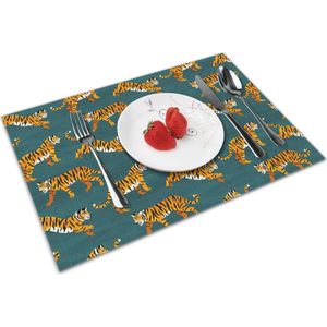 Bengalen Tigers Navy Masker Door Tigatiga Placemats Voor Eettafel Set Van 4 Washble Hittebestendige En Antislip wasbare Placemats