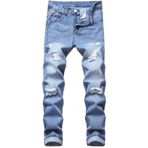 Ripped Jeans Mannen Patchwork Hollow Print Broek Denim Gat Groot Formaat 28-42 Lange Broek Klassieke