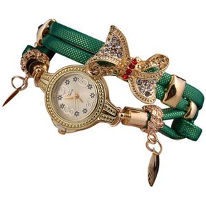 Vlinder Retro Armband Horloges Vrouwen Mooie Bruiloft Quartz Horloges 6 Kleuren Rhinestone Delicate Vrouwelijke Horloges Reloj F4