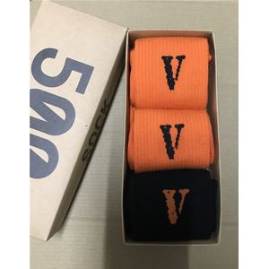 3 Paren/doos Mode Sokken ""V"" Style Crew Mannelijke Tij Straat Europa Hip Hop Wedstrijd Getijden Jeugd Sokken Mannen en Vrouwen Oranje Sokken