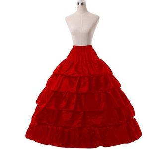Mode Bruiloft Petticoat 4 Hoepel Rok 5 Lagen Ruches Elastische Taille Rood Zwart Wit Vrouwen Onderrok Voor Baljurken