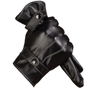 Unisex Winter Thermische Warm Pu Lederen Handschoenen Fietsen Fiets Outdoor Motorhandschoenen Touchscreen Handschoenen Volledige Vinger