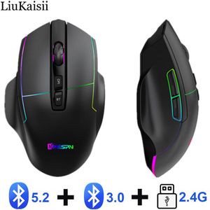 Stille Draadloze Muis Oplaadbare Drie Modus Gaming Muizen Bluetooth5.2/3.0 2.4Ghz Usb 1600Dpi Optische Muis Voor Kantoor thuis