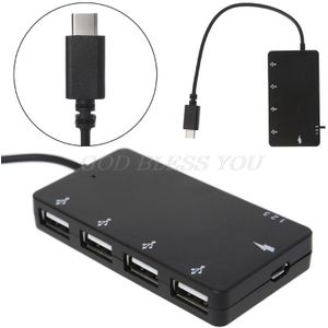 4 poorten USB C HUB OTG Hoge Snelheid Type C Hub met Telefoon Stand Type-c USB Splitter voor laptop PC Telefoon Google USB-C Hub