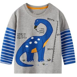 Vikita Kids T-shirt Voor Jongens Peuters Baby Jongens Lange Mouw Tees Kinderen Dinosaurus Cartoon Tops Kinderen Gestreepte Katoenen T shirt