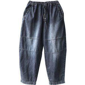 Herfst Arts Stijl Vrouwen Elastische Taille Losse Jeans All-Matched Casual Katoen Denim Harembroek Plus Size Vintage jeans S555