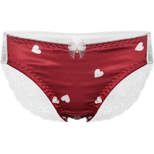 Mens Sissy Crossdress Ondergoed Cosplay Elastische Tailleband Strik Diamond Versierd Harten Print See-Through Lace Terug Leuke Slips