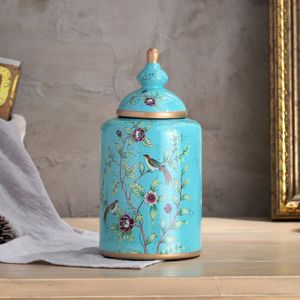Bloemen Patroon Klassieke Keramische Vaas Antieke Snoeppot Theebus Multipurpose Porselein Opslag Potten Vintage Home Decor