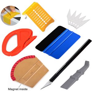 Foshio 5Pcs Window Tint Grafische Decal Zuigmond Tool Kit Magneet Auto Vinyl Wrap Suede Vilt Sticker Snijder Auto Styling accessoires