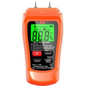 MT-18 Oranje 0-99.9% Twee Pins Digital Hout Vochtmeter Papier Vochtigheid Tester Muur Hygrometer Timber Vochtige Detector