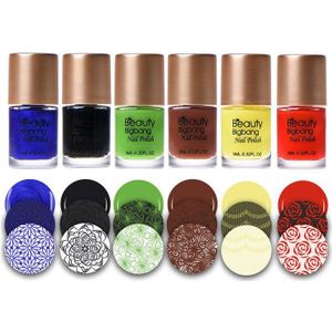 BeautyBigBang 9ml 6 Flessen Nail Stempelen Polish Set Blue Printing Vernis Lak Voor Nail Art Template Mold Nagellak set