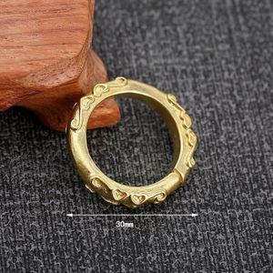 Puur Messing Handgemaakte Verfijnd Crow Kern Decoratief Patroon Sleutelhanger Arabesque Ring Gebroken Ring Zak Diy Ring Accessoires