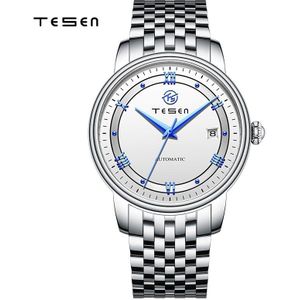 Tesen Luxe Top Mannen Automatische Horloges Automatische Mechanische 50M Waterdicht Casual Zaken Stainless Steel Horloge