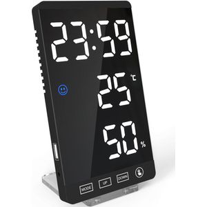 Led Tafel Klok Digitale Wekker Digitale Klok Desktop Decoratieve Klok Weer Klok Elektronische Met Thermometer Touch Klok