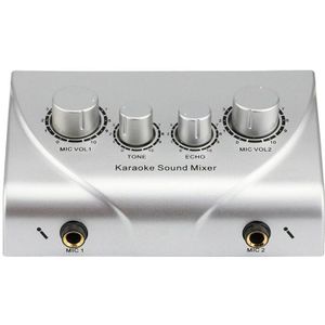 Draagbare Dual Mic Ingangen Audio Sound Mixer Voor Versterker &amp; Microfoon Karaoke Ok Mixer Eu Plug