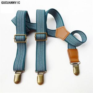 Retro groene Gestreepte bretels mannen bretels 3 clip leisure broek bretels voor Heren en Dames vintage tirantes hombre