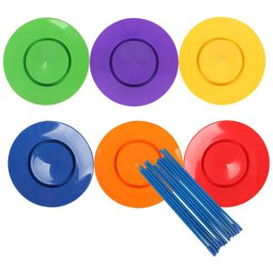 6 Set Plastic Jongleren Platen Sticks Spinning Plaat Set Balance Wiel Schijven Speelgoed Outdoor Games Voor Kinderen En Volwassenen