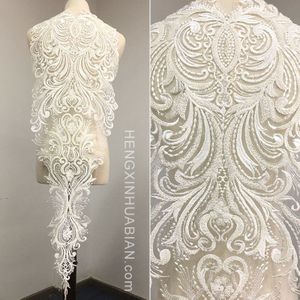 Handgemaakte Witte Kralen 3D Wedding Dress Bridal Applique Diy Bruids Hoofdtooi Sjaal Veil Geborduurde Lace Stof Patch