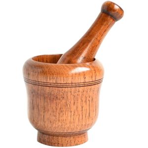 1Pc Houten Duurzaam Huishoudelijke Knoflook Vloerplaten Pot Vijzel En Stamper Set Pedestal Bowl Knoflook Pounder Voor Thuis