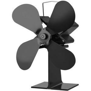 Zwart 4 Blade Warmte Aangedreven Kachel Fan voor Hout Haarden Eco-Vriendelijke Mute Haard Ventilator Efficiënte Warmteverdeling