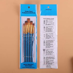 5 Stuks Penselen Set Nylon Haar Schilderij Borstel Korte Hengel Voor Olie Acryl Borstel Aquarel Borstels Professionele Kunst Levert