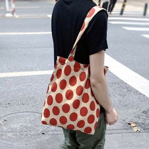 Vrouwen Rode Stip Canvas Crossbody Boodschappentas Toevallige Messenger Bags Chic Handtassen Meisjes Schooltassen