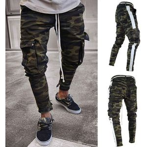 Mens Skinny Stretch Denim Broek Camouflage Geplooide Ripped Freyed Slim Fit Jeans Broek Cargo Broek Jeans Mannen Kleding