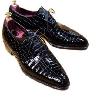 Oxford Schoenen Mannen Pu Leather Lace-Up Ronde Neus Casual Classic Street Party Krokodil Patroon Gentleman Business Schoenen ZZ3540