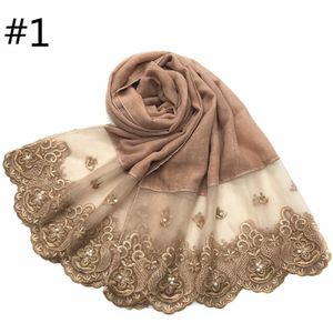 1PC vrouwen sjaals Mode sjaal kant kanten met parels viscose solid plain sjaal moslim hoofd Sjaal/Hijab 10pcs