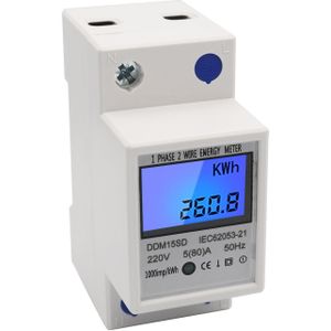 5-80A 220V 50Hz Eenfase DIN-Rail Energy Meter Elektronische KWh Meter met LCD Backlight Digitale Display DDM15SD
