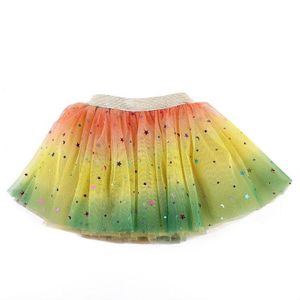 Meisje Sparkly Sterren Snoep Kleur Rok Multi Lagen Meisje Tutu Jurk Maat 2-8T Kinderen Stadium Toont Dagelijks dragen Kostuums 5 Kleuren
