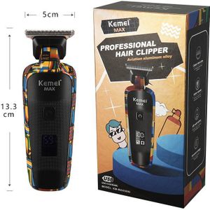 Kemei 110-240V Professionele Elektrische Tondeuse Usb Snel Opladen Lcd Display Batterij Krachtige Draadloze Haar Trimmen Machine
