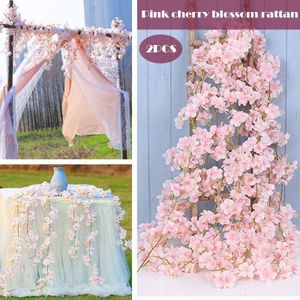Goede Gezonde 2 Stuks Cherry Blossom Bloem Wijnstokken Opknoping Zijdeachtige Bloemen Garland Voor Wedding Party Home Decor
