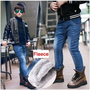 Warm Jeans Voor Jongens Winter Kinderen Dikker Fleece Skinny Jeans Tieners Denim Broek Kinderen Elastische Taille Broek 10 Jaar