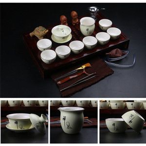 CJ281 Chinese Kung Fu Thee Set Drinkware Paars Klei keramische omvatten Thee Pot Cup, terrine Zetgroep Natuurlijke hout Thee Dienblad Chahai