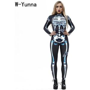 W-Yunna vrouwen Pak Street Style Dragonfly Schedel Rack Slanke Elasticiteit Jumpsuit Mode Lange Mouw Een stuk Kleding