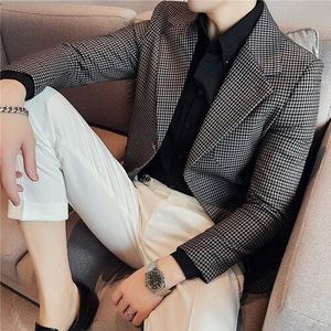 Britse Stijl Plaid Mannen Blazers 2022 Lente Bruiloft Business Casual Jasje Streetwear Sociale Jurk Jas Blazer Masculino
