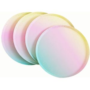 8 Pcs Rainbow Kleur Platen Macaron Eenhoorn Regenboog Pastel Verjaardagsfeestje Decoratie Servies Baby Shower