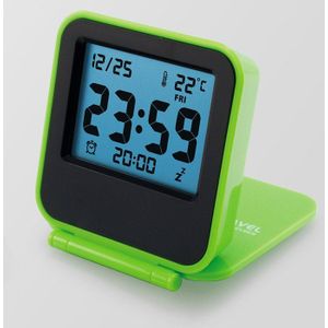 Mini Flip Reizen Elektronische Klok Thermometer Klok Vouwen Mute Mode Draagbare Nachtlampje Lcd Wekker